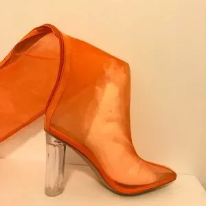 Free People | Shoes | New Orange Mesh Transparent Knee High Boots ...